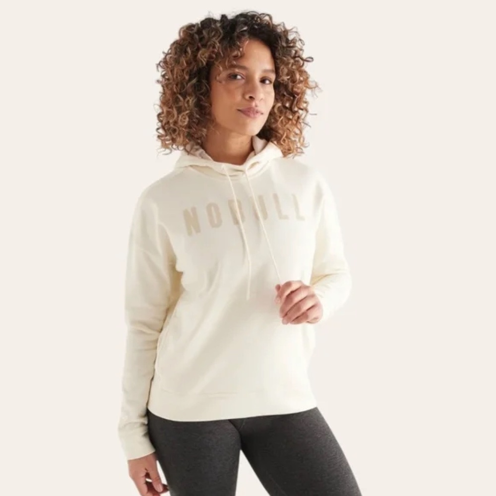 Nobull Hoodie Women L Ivory Performance Training Fitness Gym CrossFit Pullover